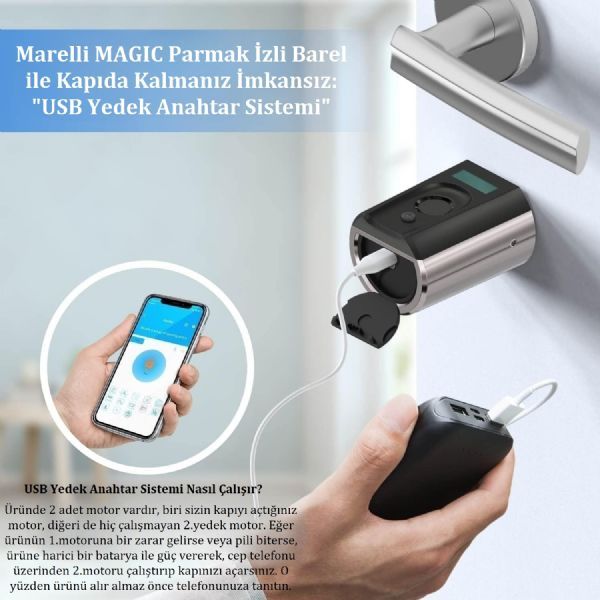 Parmak iziyle açılan sistemler | Marelli magic parmak izli ve cep telefonuyla açılan kilit (kapı göbeği, bareli, silindiri) | MAGIC | 